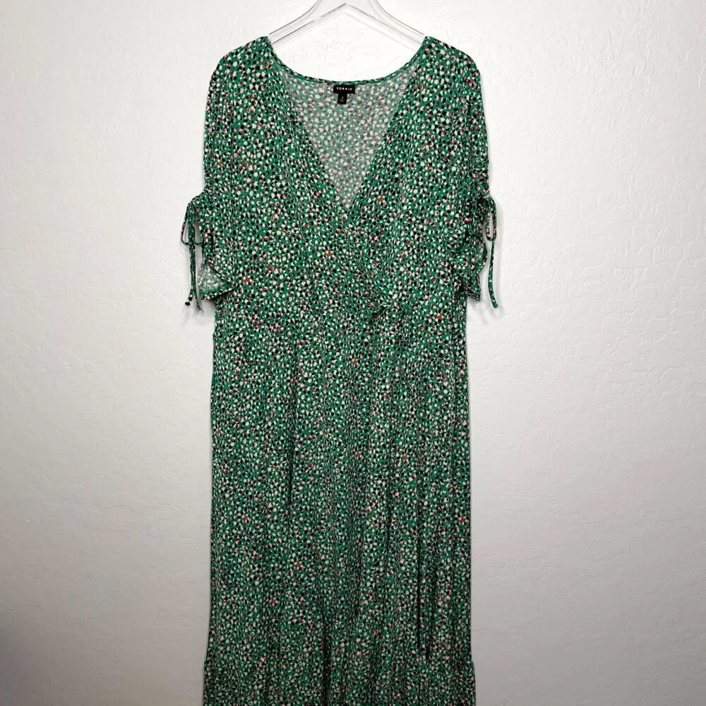 Torrid Midi A-Line Green Wrap Dress Size 4 4X 26 - Picture 3 of 10